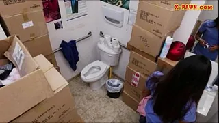 Desperate chick selling her old teapot and got pounded