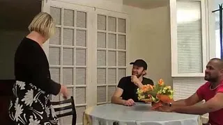Angelina mature fucks two beautiful cocks for her first DP