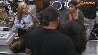 Two lesbians pawn their asses and get fucked for money