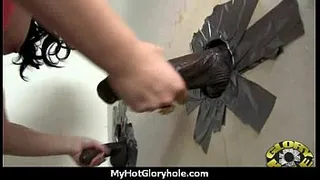 I sneak Black BJ as I fuck husband thrue gloryhole 22