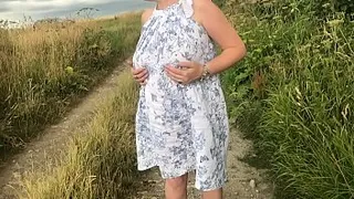 Wife naked and playing outdoors and playing