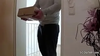 German Teen Seduce Postman to Fuck when away