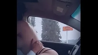 Fucking in the car by the road
