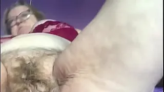 Grandma fucks pussy with cucumber