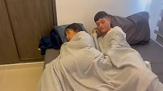 I ask my MILF stepmother to share a bed as an excuse to fuck her hard and cum on her.