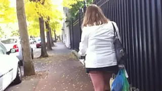 Exhibition street upskirt and stocking