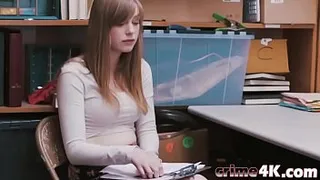 Sexy skinny teen gets caught stealing and fucked for it