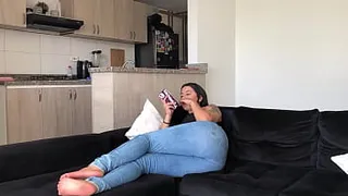 Excited student masturbates her wet pussy through her panties and moans - LuxuryOrgasm