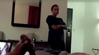 Hotel Maid Catches Him Jerking and Watches Him Cum