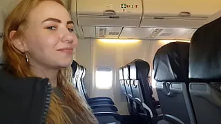 PUBLIC AIRPLANE Handjob and Blowjob