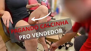 Slutty wife paying for panties and teasing a salesman in a shoe store. Real Exhibitionism! Complete