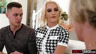 Stepson fucked teen girlfriend Kenna James in front of MILF stepmom Dee Williams