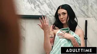 ADULT TIME - Charlotte Sins CAUGHT Riding Dildo In Shower, Uses Her Roomie's Cock To Finish The Job!