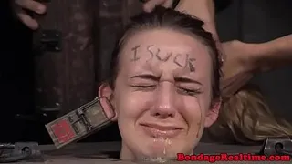 Young hogtied sub whipped while mouth gagged