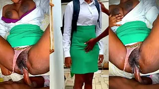 ⭐ 18y student in uniform visited boyfriend with hairy pussy during class hours( Full video on Xred)