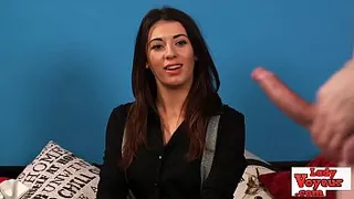 Elegant english voyeur talks to wanking loser