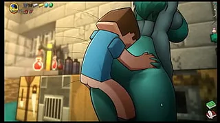HornyCraft [ Parody Hentai game PornPlay ] Ep.39 Giant yoga pants thighjob