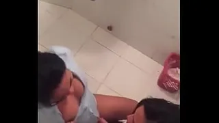 Dominican Lesviana in the public bathroom