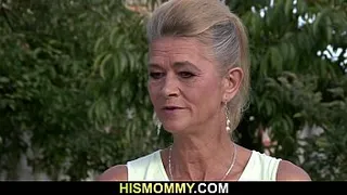 His old mom is toying her young pussy