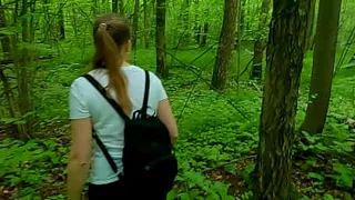 Shy student girl helped me cum and showed her naughty talents! Risky blowjob and handjob in the forest with birds singing! Active by Nata Sweet