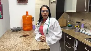 Stepmother Doctor took the wrong pill and now she must help her stepson's cock
