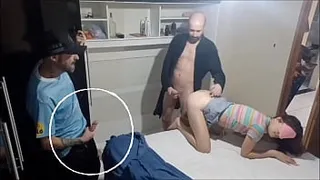 Prank with wife"" blindfolded her and in the middle of sex my friend entered