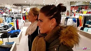 German Public FFM 3Some in Changing Room with two Dirty Girls
