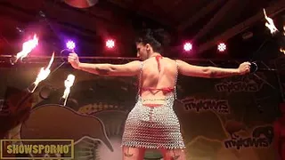 Brunette and redhead pornstars fakir sex show on stage