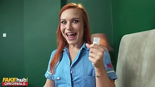 FAKEhub - Hot redhead nurse with perfect little pink shaved pussy has to collect a sperm sample
