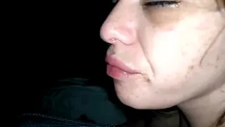 Prostitute eagerly sucks penis