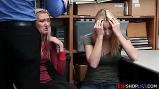 Busty bi-curious cop is seduced by a big-tit stripper in fishnets