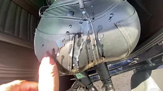 All in Leather girl get fucked outdoor