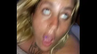 second part of how this blonde squirts deliciously and receives all the milk on her body