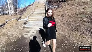 Risky Amateur Public Blowjob and Cum Walk on Natural Tits - POV