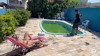 I BROKE THE BLONDE ASS WHORE'S PUSSY IN THE POOL *** FULL ON SHEER AND RED ***