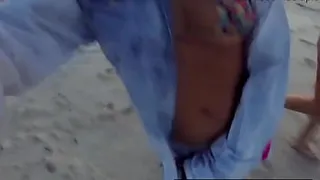 Two naughty nudists on the beach getting ready - Lady Milf - Legs