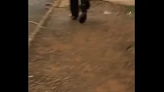 blonde tail on the street