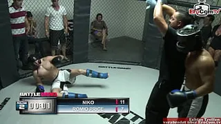 Brunette girl with natural tits is the prize for the fight