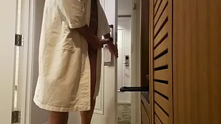 Hotel hallway jerk off