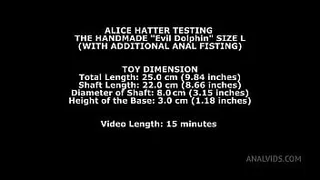 Alice Hatter testing the handmade ""Evil Dolphin"" size L (with additional anal fisting) TWT022