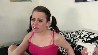 Shy Step-Daughter with Big Ass and Puffy Tits caught and seduce to POV Taboo Fuck by Step-Dad