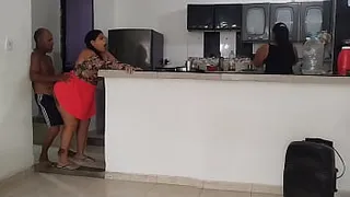 Perverted stepfather fucks his stepdaughter in front of her twin sister without her realizing it, he is her caretaker
