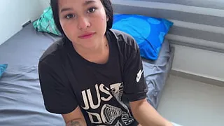 My shy stepsister asks for my big cock as a gift when she turns 18 and I please her so well that I make her squirt.