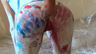 Hot Skinny Milf Gets Body Painting And Anal Sex