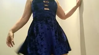 Sexy dance in blue dress