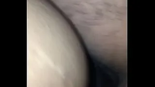 cumming on the brunette's ass