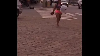 hot brunette in punched shorts