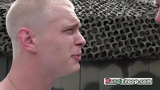 Gay soldier is contrived into sucking and taking cock deep