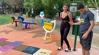 I play with a stranger in the park on the little airplane and end up taking her home to give her a nice fuck with my huge penis until I give her all my milk in her pussy.