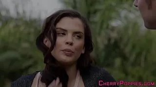 Teenage brunette sucks long shlong